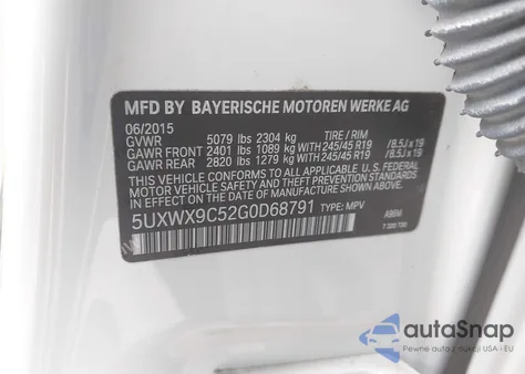 2016 BMW X3 xDrive28I z USA, uszkodzony, nr VIN 5UXWX9C52G0D68791